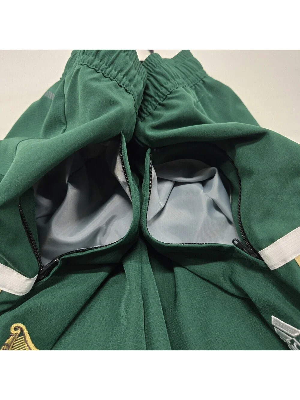 EUC Men's LARGE Adidas x Guinness Track Pants Green Gold White Embroidered Logo